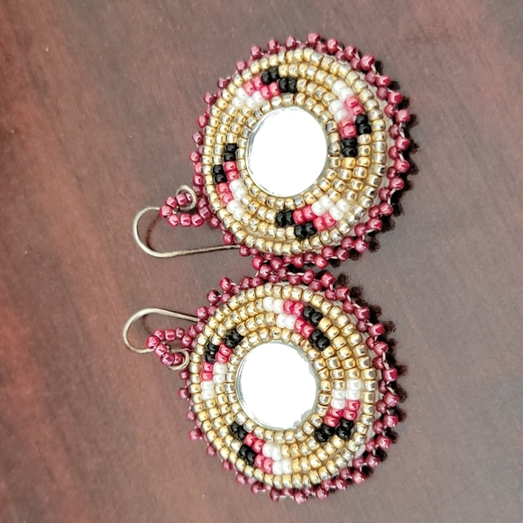 Native American Beaded Dangle Earrings - Picture 1 of 3